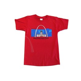 Youth T-Shirt: Gateway Arch 'Glow'- Red