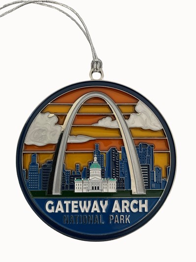 Gateway Arch Sunset Stained Glass Ornament 356