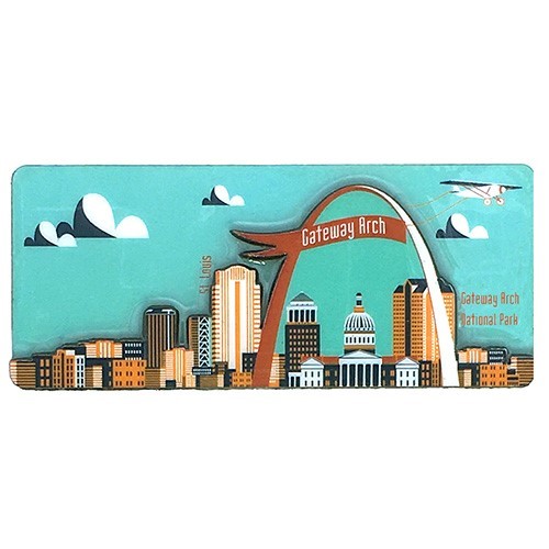 Gateway Arch with Plane Mint magnet 485